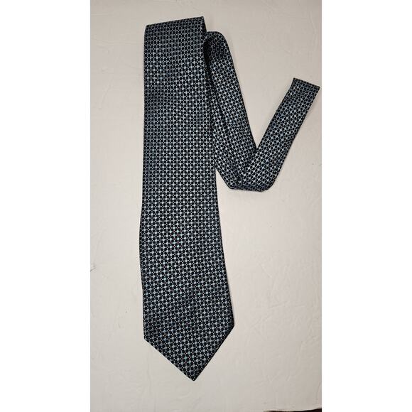 VTG Brooks Brothers 346 Silk Tie Blue Gold Geometric 3.5” x 58” Made in USA - Picture 5 of 5